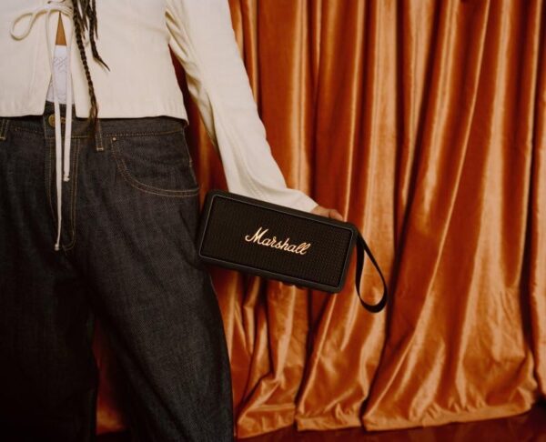 Limited time deal-42%Marshall Middleton Portable Bluetooth Speaker, Black and Brass. - Image 2