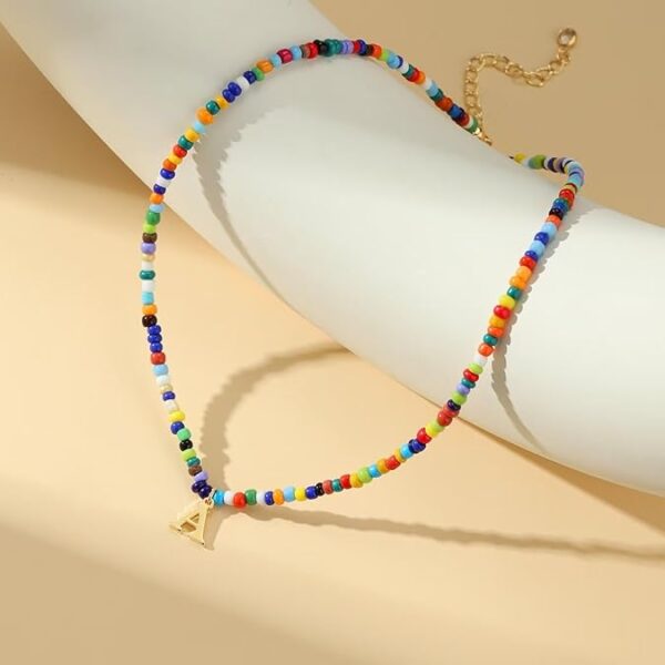 Limited time deal-50% Yoosteel Colorful Beaded Initial Necklaces for Girls - Cute Choker - Image 3