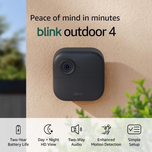 Limited time deal-50% Blink Outdoor 4 (newest model), Wire-free smart security camera,