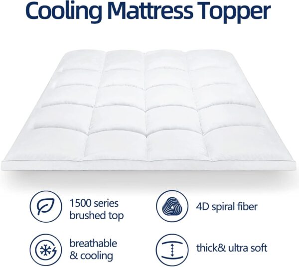 Limited time deal-57% Mattress Topper Queen for Back Pain, Extra Thick Mattress Pad Cover, - Image 2