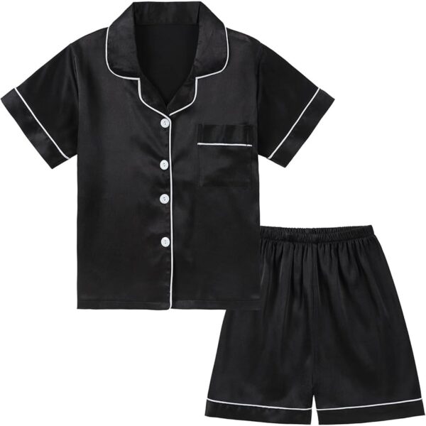 Limited time deal-25% DIPUG Girls Pajamas Satin Pajama Set Silk Pjs Short Sleeve Sleepwear