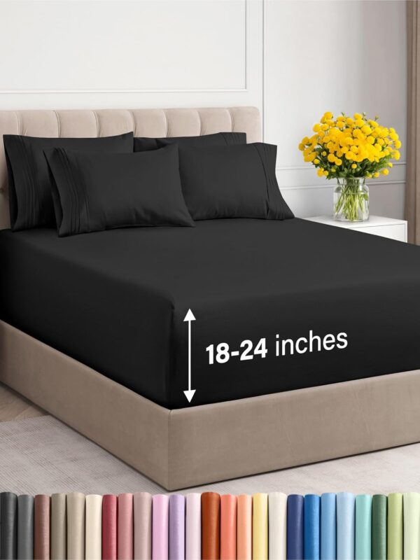 Limited time deal-40% Extra Deep King Sheet Set - 6 Piece Breathable & Cooling Sheets -