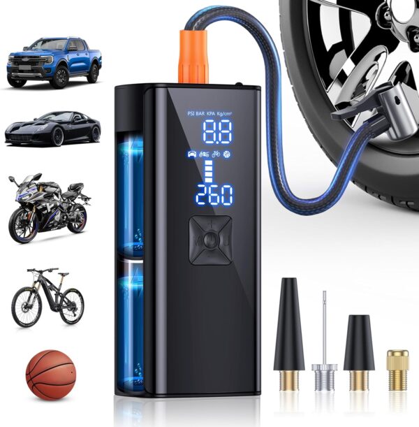 Limited time deal-64% Tire Inflator Portable Air Compressor, 150PSI & 25000mAh Portable