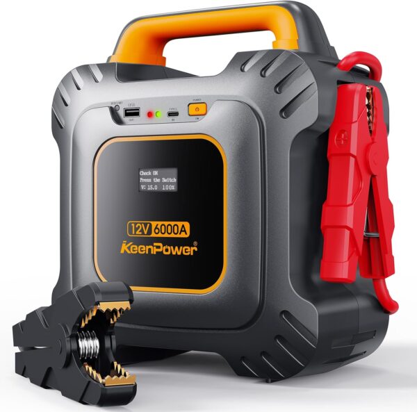 Limited time deal-50% 6000A Super Capacitor Jump Starter [Upgraded Clamps & Screen