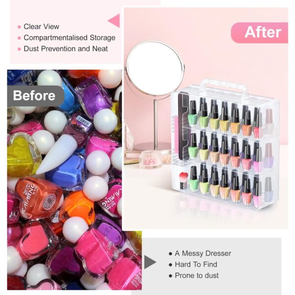 Limited time deal -43% Beloving Nail Polish Organizer, 48 Bottles Transparent Nail Polish - Image 3