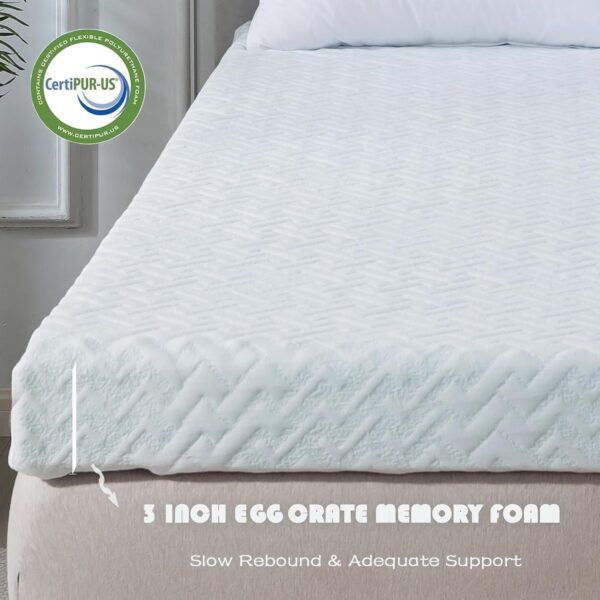 Limited time deal-55%WhatsBedding 3 Inch Mattress Topper Queen Size, Egg Crate Queen - Image 4