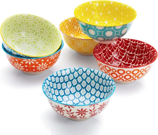 Limited time deal-50% Colorful Ceramic Bowls 10oz, 4.7in small cereal bowl Set of 6 for ice