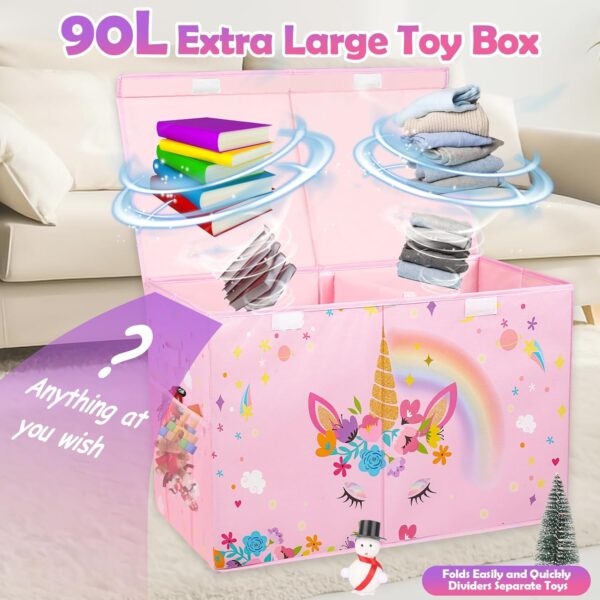 Limited time deal-50%Large Toy Box, Collapsible Sturdy Kids Storage Organizer for Boys Girls - Image 4