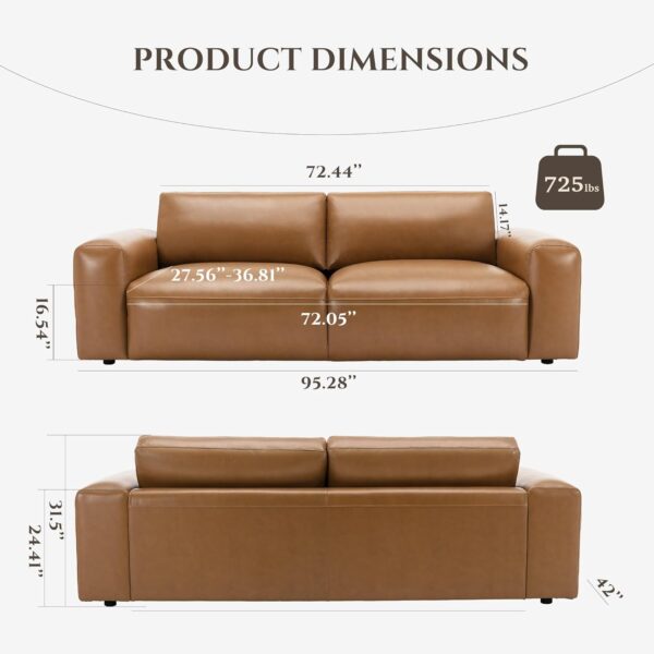 Limited time deal-42% COLAMY 95" Oversized PU Leather Sofa, Comfy Sofa Couch with - Image 2