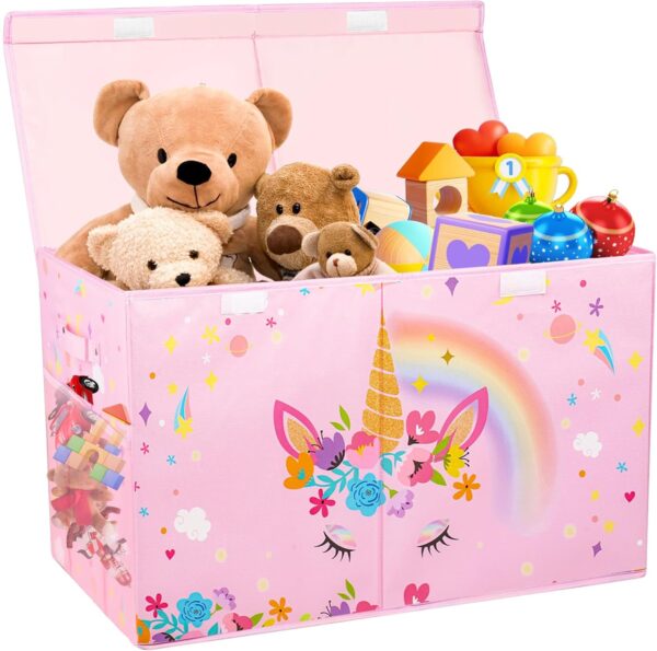 Limited time deal-50%Large Toy Box, Collapsible Sturdy Kids Storage Organizer for Boys Girls