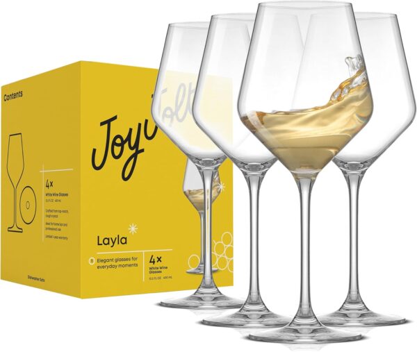 Limited time deal-43% JoyJolt Layla White Wine Glasses, Set of 4 Italian Glasses, 13.5 oz