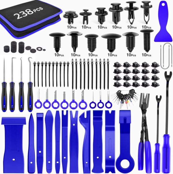 Limited time deal-34% GOOACC 238Pcs Trim Removal Tool, Auto Push Pin Bumper Retainer