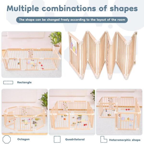 Limited time deal-60%Foldable Wooden playpen,Baby Playpen,playpen for Babies and Toddlers, - Image 4