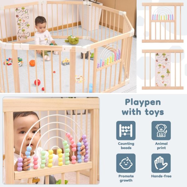 Limited time deal-60%Foldable Wooden playpen,Baby Playpen,playpen for Babies and Toddlers, - Image 2