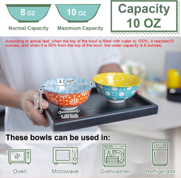 Limited time deal-50% Colorful Ceramic Bowls 10oz, 4.7in small cereal bowl Set of 6 for ice - Image 2