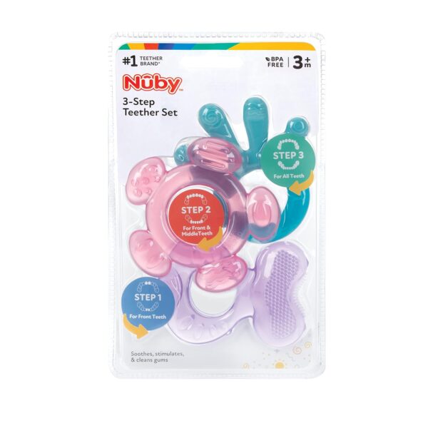 Limited time deal-40%Nuby 3 Step Soothing Teether 3 Piece Set- Front, Middle, Back Teeth - Image 2