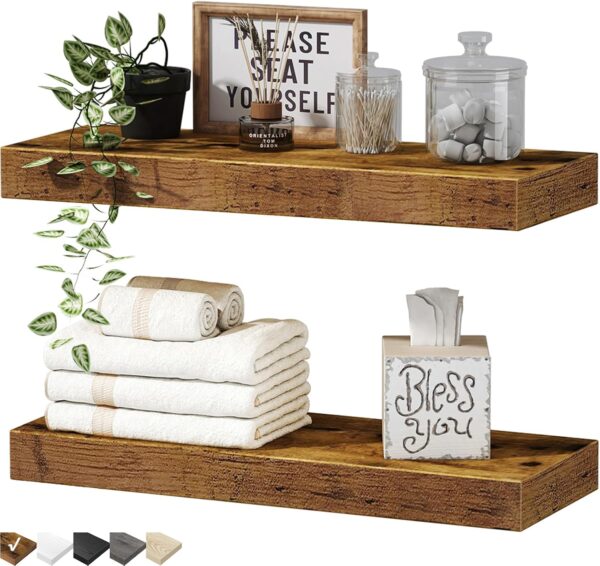 Limited time deal-55%QEEIG Bathroom Floating Shelves for Wall 16 x 7 inch Wall Mounted