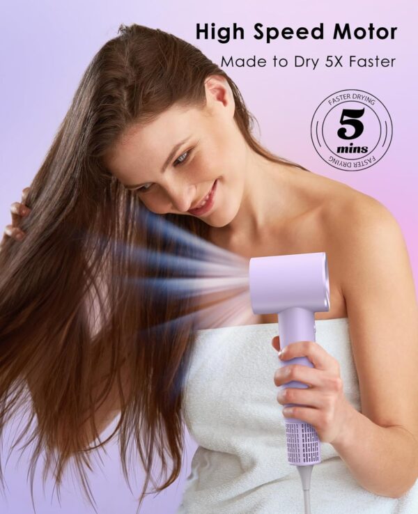 Limited time deal-50% Hair Dryer with Diffuser for Curly Hair, Negative Ionic Hairdryer, High - Image 2