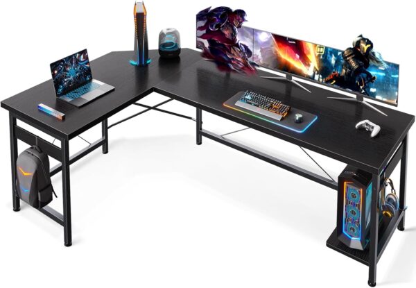 Limited time deal-45%Coleshome 66" L Shaped Gaming Desk, Corner Computer Desk, Sturdy