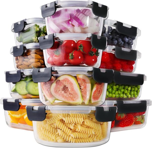 Limited time deal-28% HOMBERKING 24pc Glass Food Storage Containers with Lids, Glass