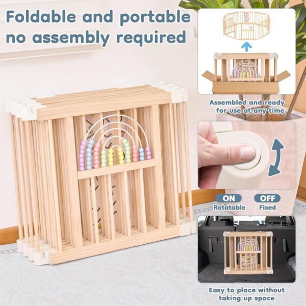 Limited time deal-60%Foldable Wooden playpen,Baby Playpen,playpen for Babies and Toddlers, - Image 3