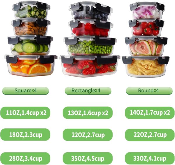 Limited time deal-28% HOMBERKING 24pc Glass Food Storage Containers with Lids, Glass - Image 2