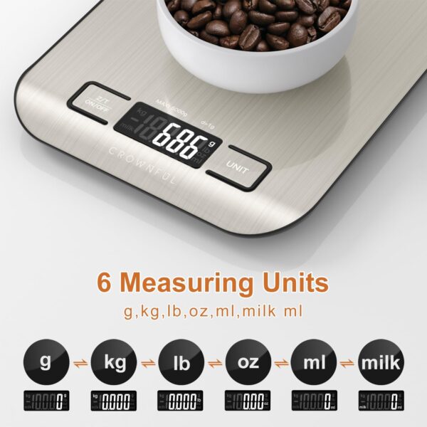 Limited time deal-53% CROWNFUL Food Scale, 11 lb Digital Kitchen Scales with Built-in - Image 4