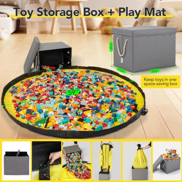 Limited time deal-38% Kids Toy Box Chest Storage with Lid and Big Play Mat for Boys and - Image 4