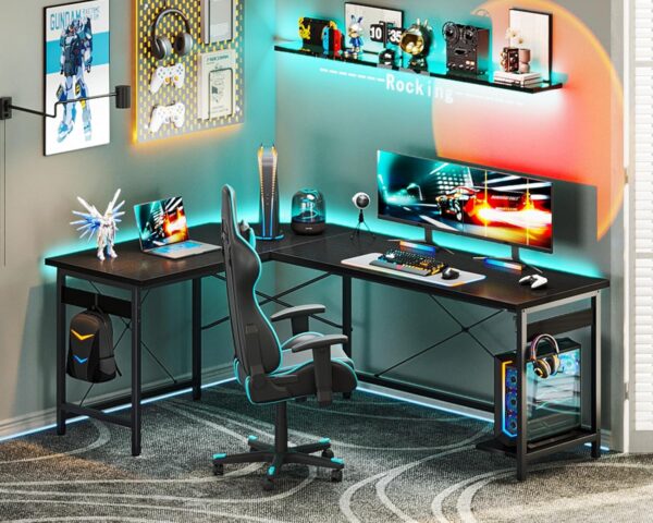 Limited time deal-45%Coleshome 66" L Shaped Gaming Desk, Corner Computer Desk, Sturdy - Image 3