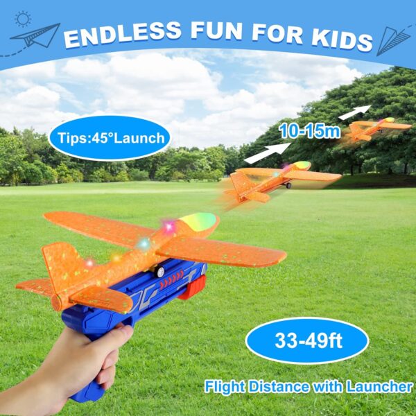 Limited time deal-46%Fuwidvia 3 Pack Airplane Launcher Toys, 13.2'' LED Foam Glider Catapult - Image 2