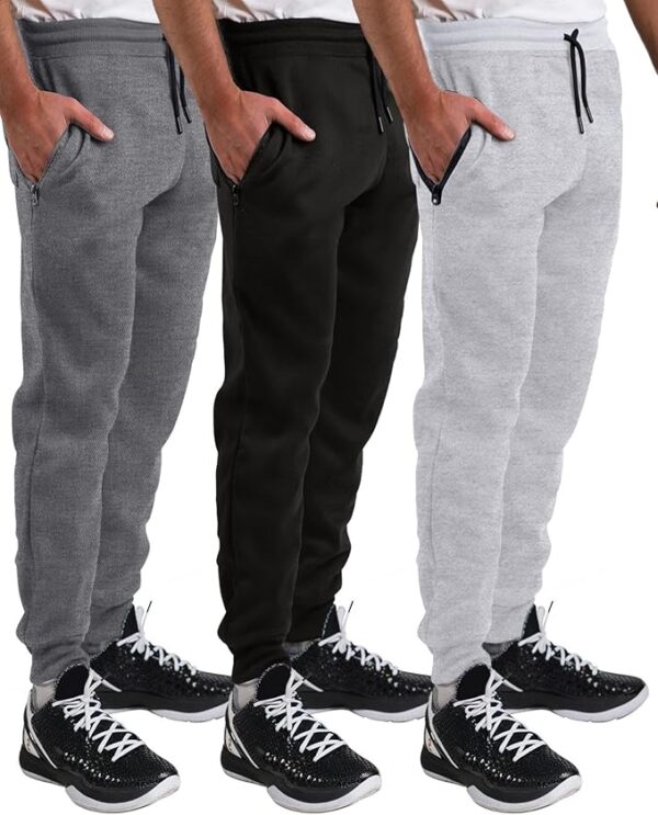 Limited time deal 44% Sweatpants for Men 3 Pack Joggers - Men's Athletic Sweatpants with