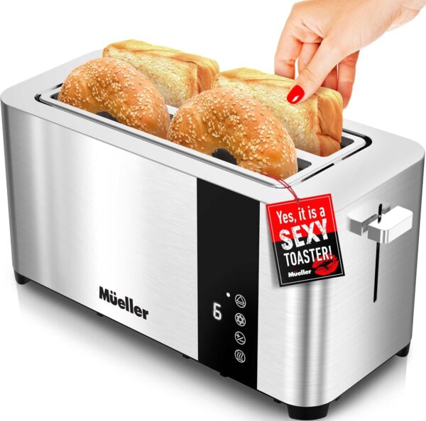 Limited time deal-41%Mueller UltraToast Full Stainless Steel Toaster 4 Slice, Long Extra-Wide