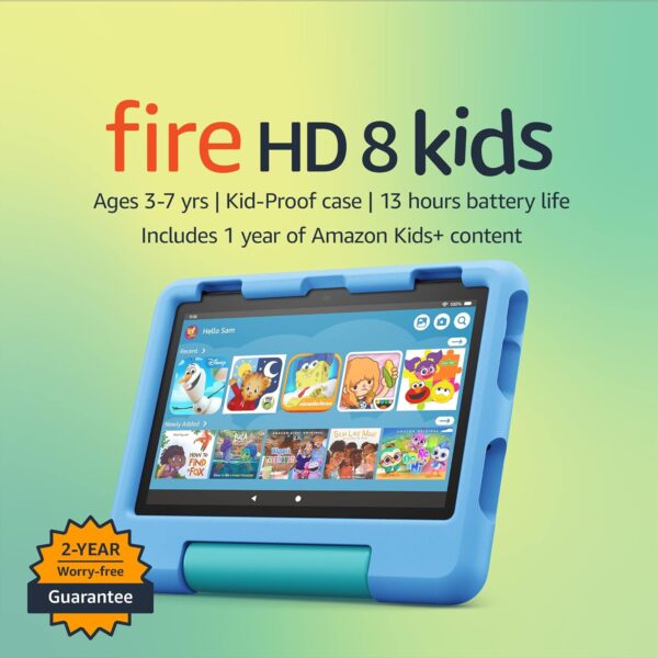 Limited time deal-50% Amazon Fire HD 8 Kids tablet, ages 3-7. Top-selling 8" kids tablet