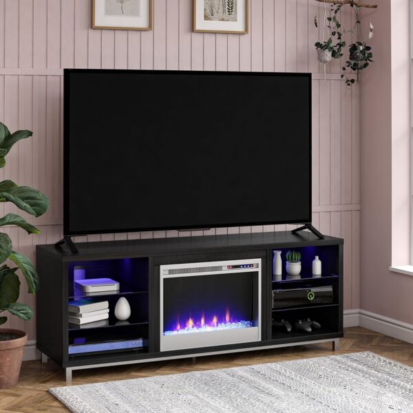 Limited time deal-44%Ameriwood Home Lumina Fireplace TV Stand, Black Oak, Holds TVs - Image 4