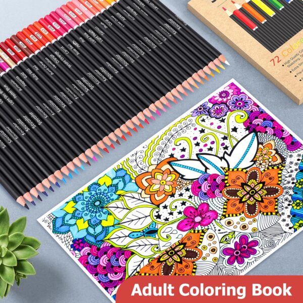 Limited time deal-55% Soucolor 72-Color Colored Pencils for Adult Coloring Books, Back - Image 4