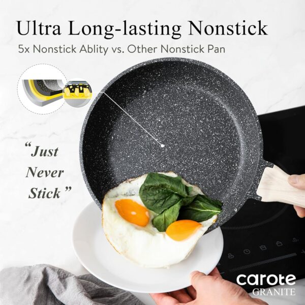 Limited time deal-46% CAROTE Nonstick Frying Pan Skillet,Non Stick Granite Fry Pan Egg - Image 3