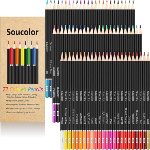 Limited time deal-55% Soucolor 72-Color Colored Pencils for Adult Coloring Books, Back