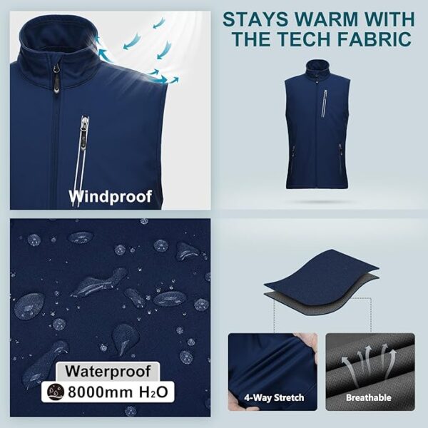 Limited time deal-40% 33,000ft Men's Windproof Lightweight Golf Vest Outerwear with Pockets, - Image 3