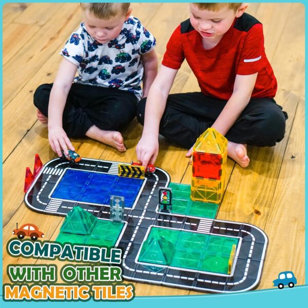 Limited time deal-40%Magnetic Tiles Road Expansion Pack, STEM Magnet Building Blocks , - Image 3