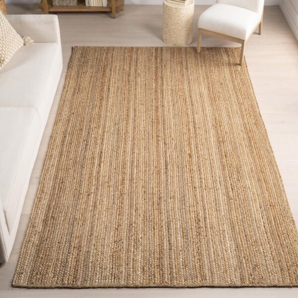 Limited time deal-59%nuLOOM 6x9 Rigo Jute Hand Woven Area Rug, Natural, Solid Farmhouse