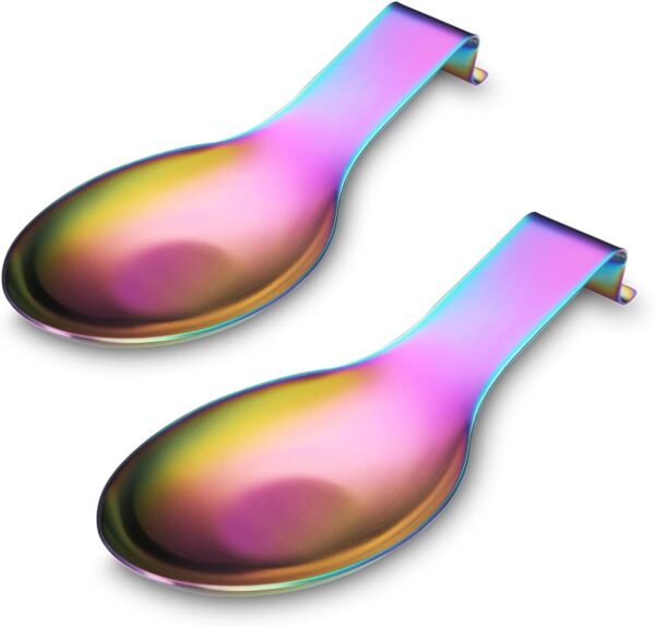 Limited time deal-65% Matte Rainbow Spoon Rest, Stainless Steel Spoon Holder for Stove