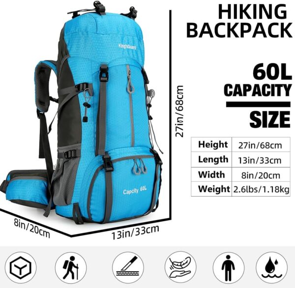 Limited time deal-50% King'sGuard 60L Hiking Backpack, Waterproof Camping Backpackin - Image 4