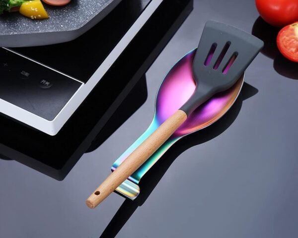 Limited time deal-65% Matte Rainbow Spoon Rest, Stainless Steel Spoon Holder for Stove - Image 3