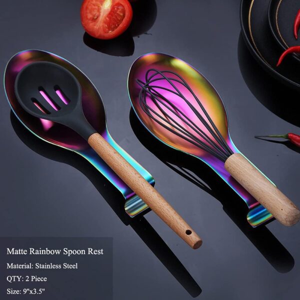 Limited time deal-65% Matte Rainbow Spoon Rest, Stainless Steel Spoon Holder for Stove - Image 2