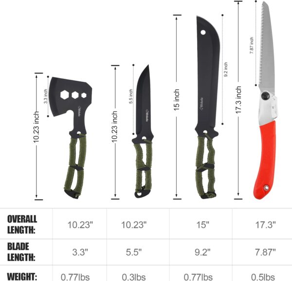 Limited time deal-50% Camping Hatchet -Fixed Blade Knife -Folding Saw -Machete Comb - Image 2