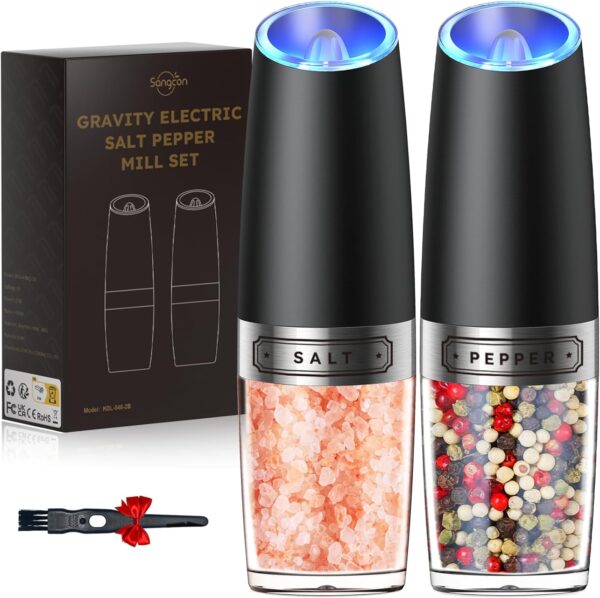 Limited time deal-55% Sangcon Gravity Electric Salt and Pepper Grinder Set Automatic Sha