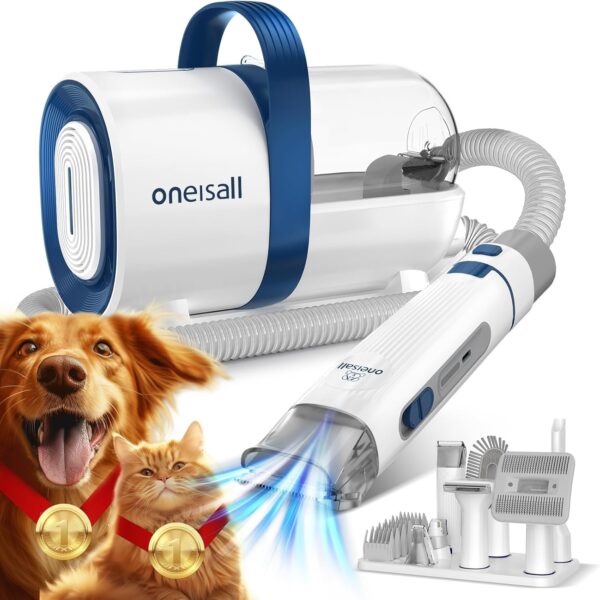 Limited time deal-27% oneisall Dog Hair Vacuum & Dog Grooming Kit, Pet Grooming Vacu