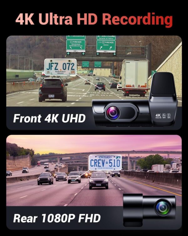 Limited time deal-54% K600 4k Dash Cam Front and Rear, 3.59" IPS Screen, Built-in GPS 5G - Image 2