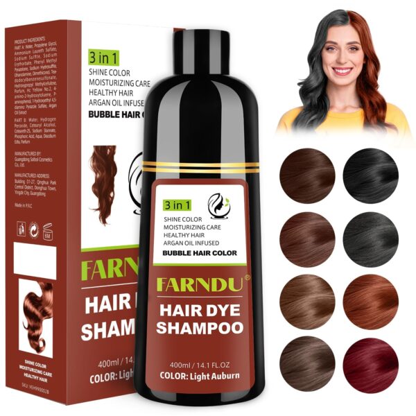 Limited time deal-50% Light Auburn Hair Dye Shampoo for Women Men Gray Hair Coverage