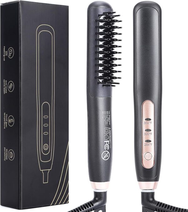 Limited time deal-50% Beard Straightener for Men -Premium Heated Beard Brush Kit, Dual